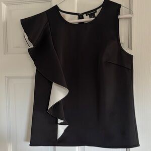 Club Monaco Black & White Sleeveless Ruffle Top size S